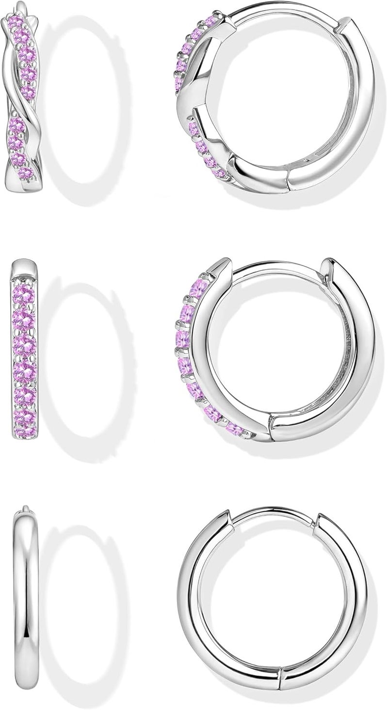 Inerney 14K Gold Plated Huggie Hoop Earrings for Women, Small Sterling Silver Earring Set Hypoallergenic Cartilage Helix Stacks, Mini Dainty Cute Trendy Birthstone Jewelry Gift for Multiple Piercings - Image 1